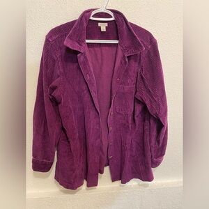 L.L. Bean Women's Rich Purple Corduroy Button Down Shirt